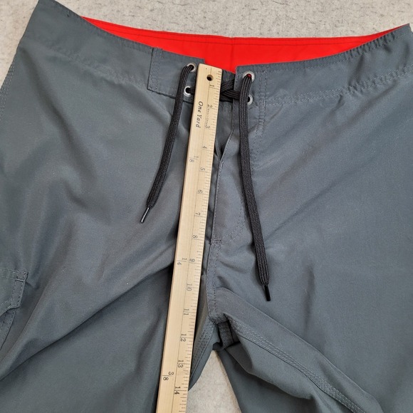 Hurley Board Shorts Mens 34 Gray Vintage Zeros 11" Inseam Swim Trunks Made USA - Picture 9 of 10
